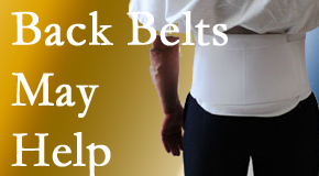 Toronto back pain sufferers wearing back support belts are supported and reminded to move carefully while healing.