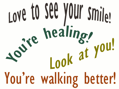 Use positive words to support your Toronto loved one as he/she gets chiropractic care for relief.