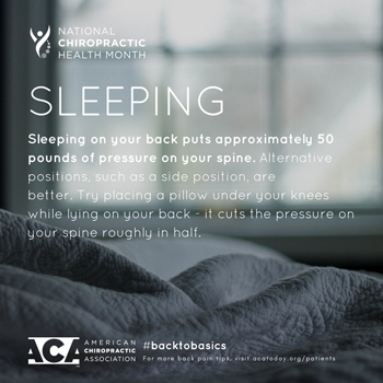 Yorkville Chiropractic and Wellness Centre recommends putting a pillow under your knees when sleeping on your back.