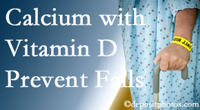 Calcium and vitamin D supplementation may be suggested to Toronto chiropractic patients who are at risk of falling.