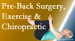 Yorkville Chiropractic and Wellness Centre offers beneficial pre-back surgery chiropractic care and exercise to physically prepare for and possibly avoid back surgery.