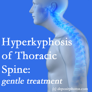 1        The Toronto chiropractic care of hyperkyphotic curves in the [thoracic spine in older people responds nicely to gentle chiropractic distraction care. 